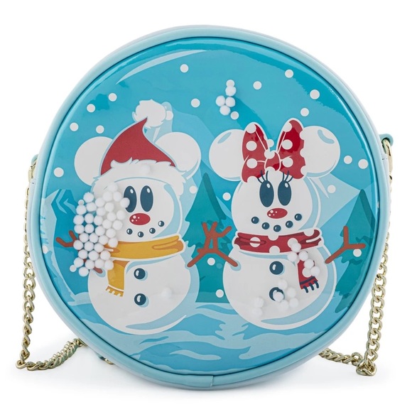 Loungefly Snowman Mickey & Minnie Snow Globe Backpack, Crossbody, & Wallet Set - Picture 6 of 16